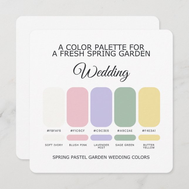Spring Pastel Wedding Color Palette Card (Front/Back)