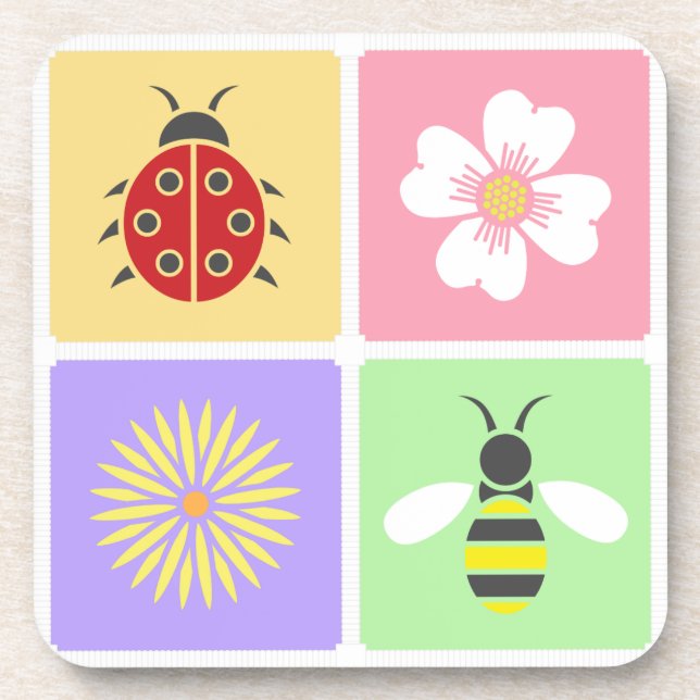 Spring Patches Square Coaster (Front)