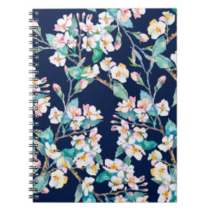 Spring pattern. Flowering branches. Watercolor. Vi Notebook