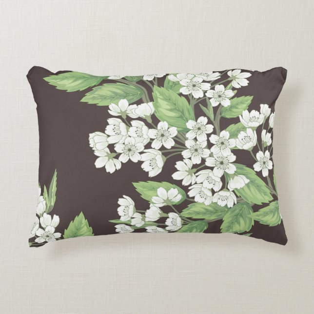 Spring pattern, green branches seamless. decorative cushion (Front)