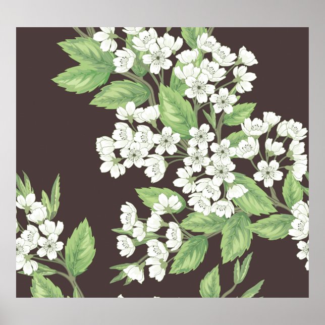 Spring pattern, green branches seamless. poster (Front)