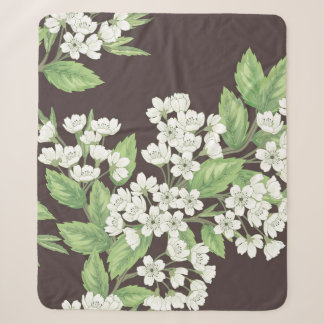 Spring pattern, green branches seamless. sherpa blanket
