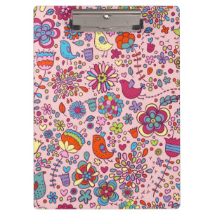 Spring pattern with colourful flowers clipboard