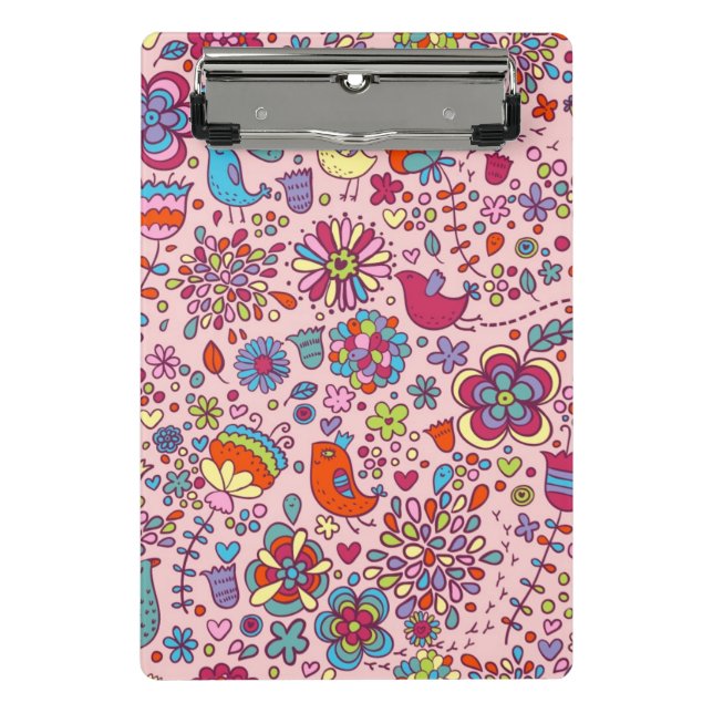 Spring pattern with colourful flowers mini clipboard (Front)