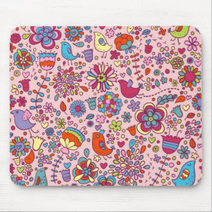 Spring pattern with colourful flowers mouse mat