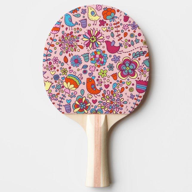 Spring pattern with colourful flowers ping pong paddle (Front)