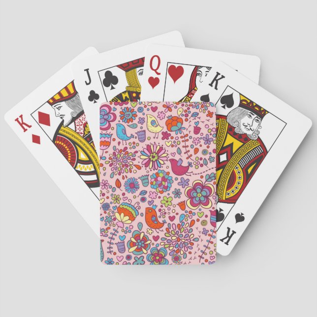 Spring pattern with colourful flowers playing cards (Back)