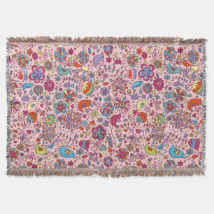 Spring pattern with colourful flowers throw blanket