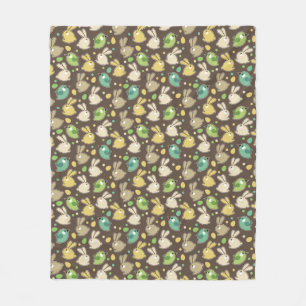 spring pattern with easter eggs,birds fleece blanket