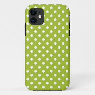 Spring pattern with white polka dots iPhone 11 case