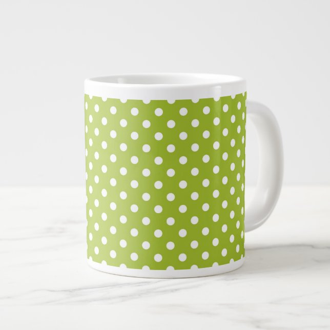 Spring pattern with white polka dots large coffee mug (Front Right)