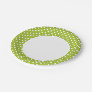 Spring pattern with white polka dots paper plate