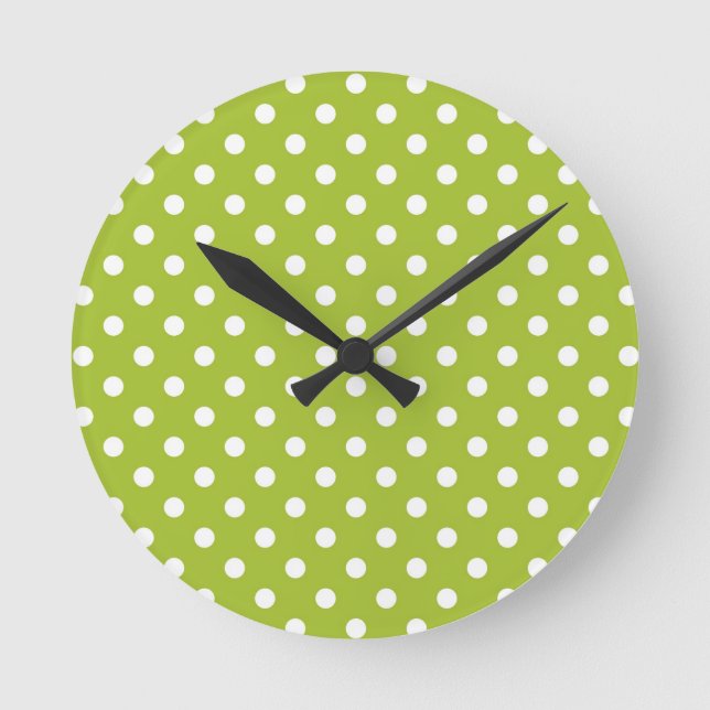 Spring pattern with white polka dots round clock (Front)