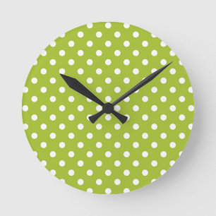 Spring pattern with white polka dots round clock