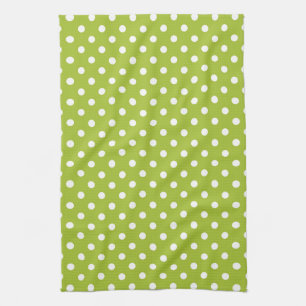 Spring pattern with white polka dots tea towel