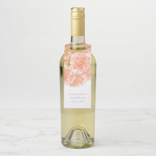 Spring peach blossom floral custom wedding bottle tag