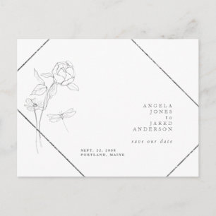 Spring Pencil Floral Save The Date Postcard