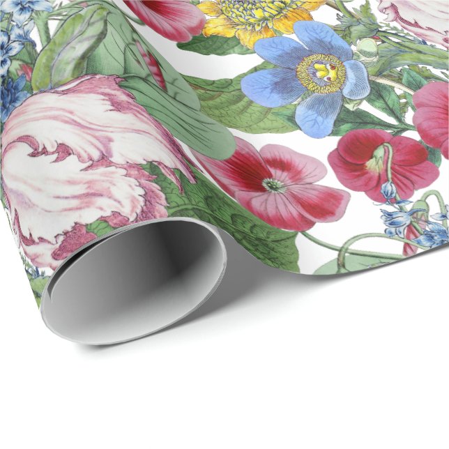 Spring Peonies Tulips Flowers Garden Wrapping Paper (Roll Corner)
