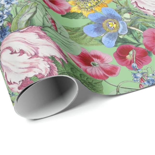 Spring Peonies Tulips Flowers Garden  Wrapping Paper (Roll Corner)