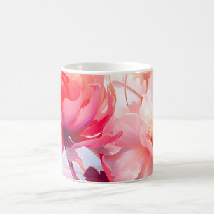 Spring Peony Bloom Garden Watercolor Coffee Mug