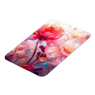 Spring Peony Bloom Garden Watercolor Magnet
