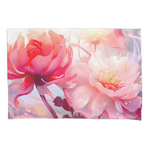 Spring Peony Bloom Garden Watercolor Pillowcase