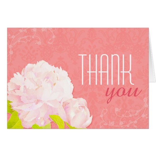 Spring Peony Coral Reef Wedding Thank You Card