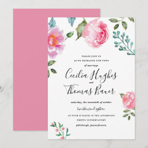 Spring Peony Floral Wedding Invitation