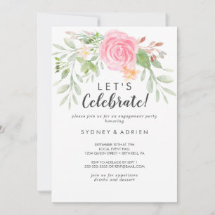 Spring Peony Let's Celebrate Party Invitation