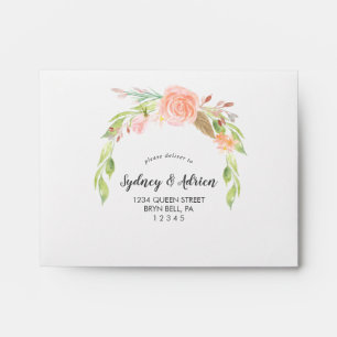 Spring Peony Self-Addressed Wedding RSVP Envelope