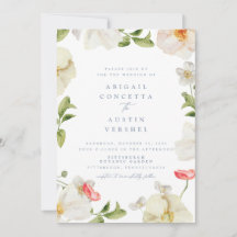 Spring Peony Watercolor Wedding Invitation