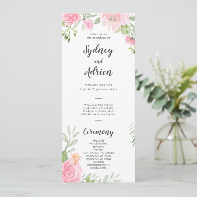 Spring Peony Wedding Program Programme (Standing Front)