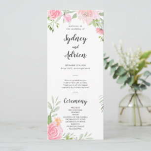 Spring Peony Wedding Program Programme