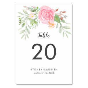 Spring Peony Wedding Table Numbers