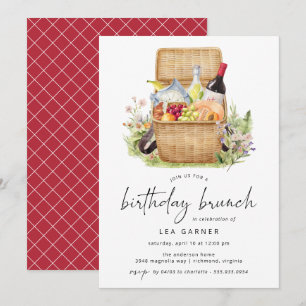 Spring Picnic   Cute Floral Birthday Brunch Invitation