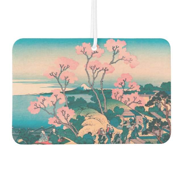 Spring Picnic under Cherry Tree Flowers Mount Fuji Car Air Freshener (Front)