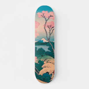 Spring Picnic under Cherry Tree Flowers Mount Fuji Skateboard
