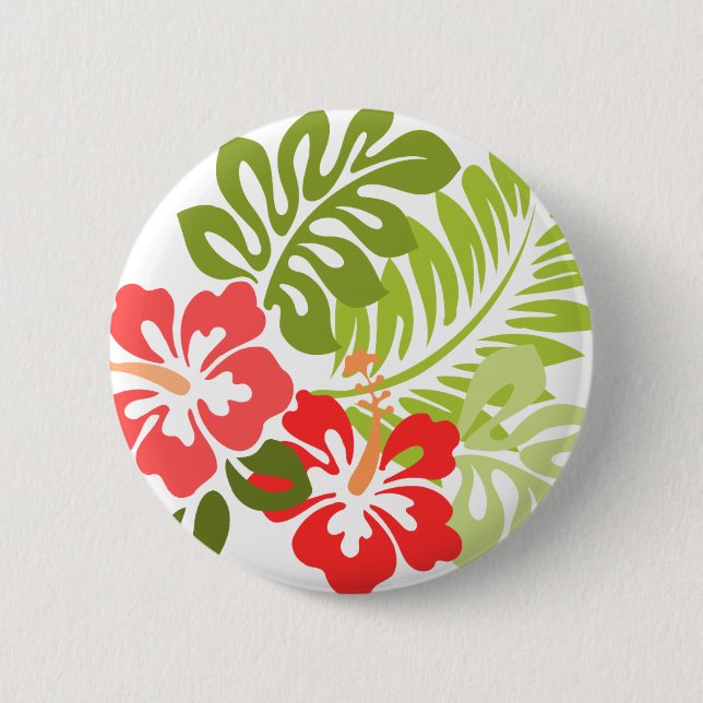 Spring Pink and Red Hibiscus Flowers Hawaii 6 Cm Round Badge (Front)