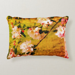 Spring Pink And White Blossoms Grunge Abstract  Decorative Cushion