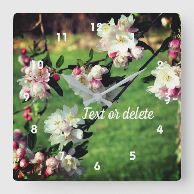 Spring Pink And White Blossoms   Square Wall Clock (Front)