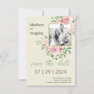Spring Pink and Yellow Floral Save the Date Photo