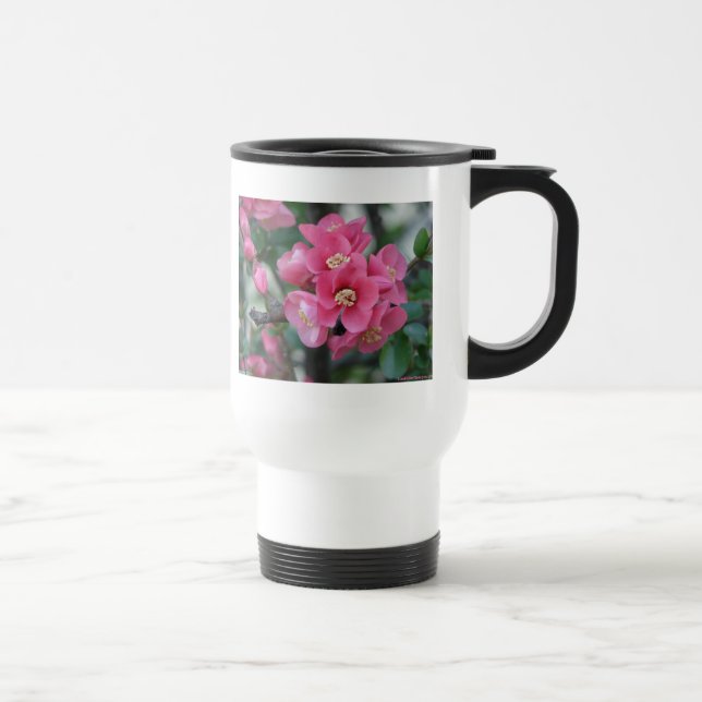 Spring Pink Blooming Flowering Quince Travel Mug (Right)