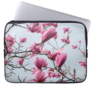 Spring Pink Blue Magnolia Blossoms Peaceful Hanami Laptop Sleeve