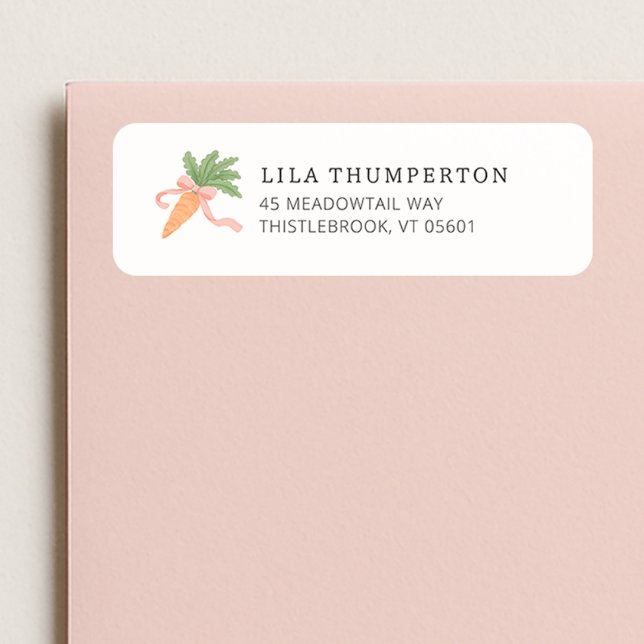 Spring Pink Bow Carrot Modern Minimal Address (Creator Uploaded)