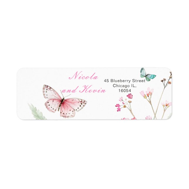 Spring Pink Butterfly Floral Wedding (Front)