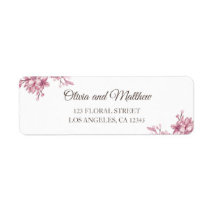 Spring pink cherry blossom. Floral wedding Label