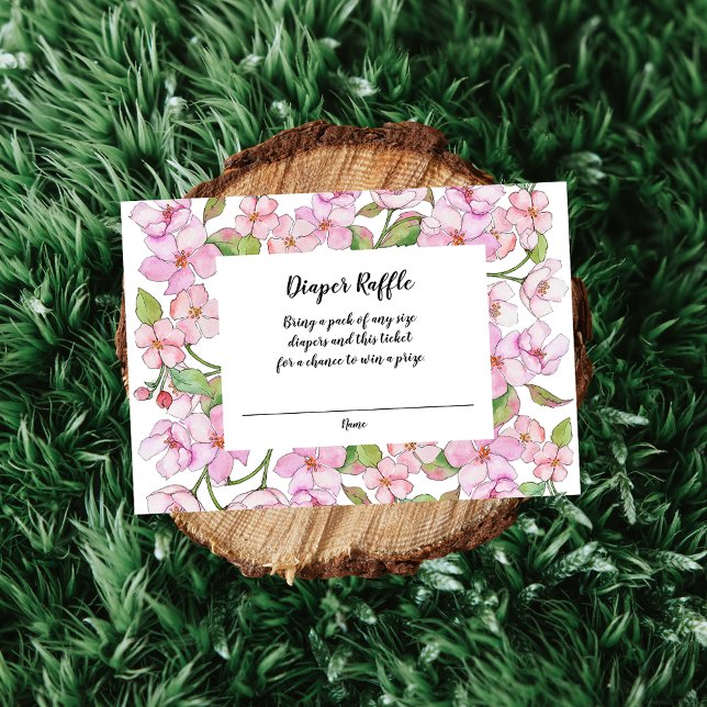 Spring Pink Floral Baby Shower Diaper Raffle Enclosure Card (Creator Uploaded)