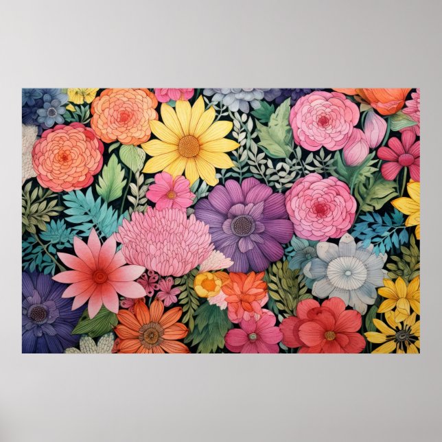 Spring pink floral background poster (Front)