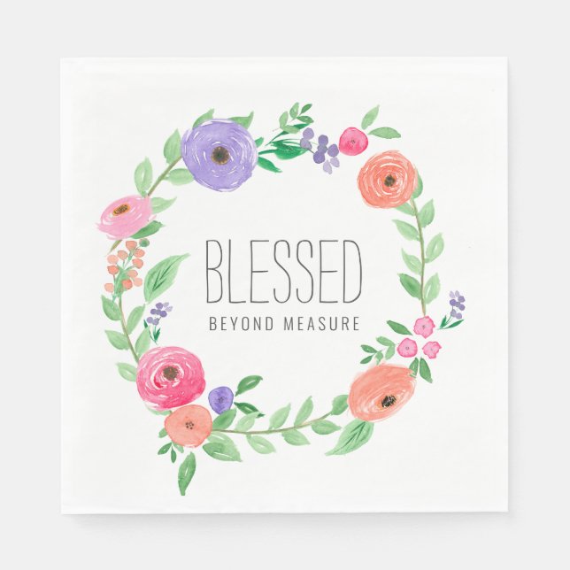Spring Pink Floral Blessed Beyond Measure Napkin (Front)