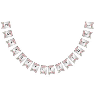 Spring Pink Floral Bunting Flag